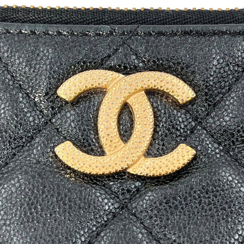 CHANEL Caviar Leather Classic Zip Coin Case - Black 