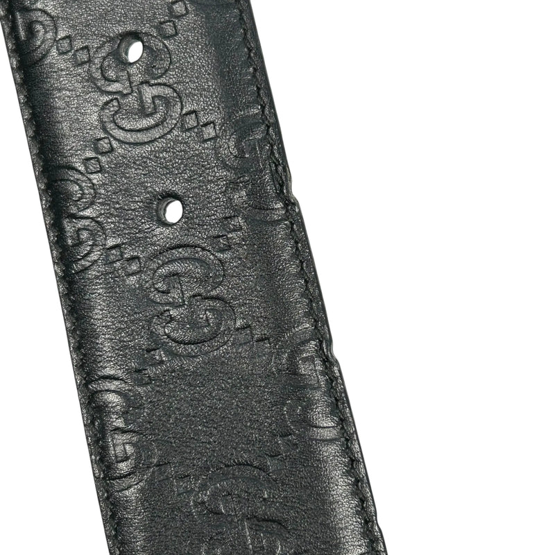 GUCCI Guccissima GG Logo Leather Belt - Black 