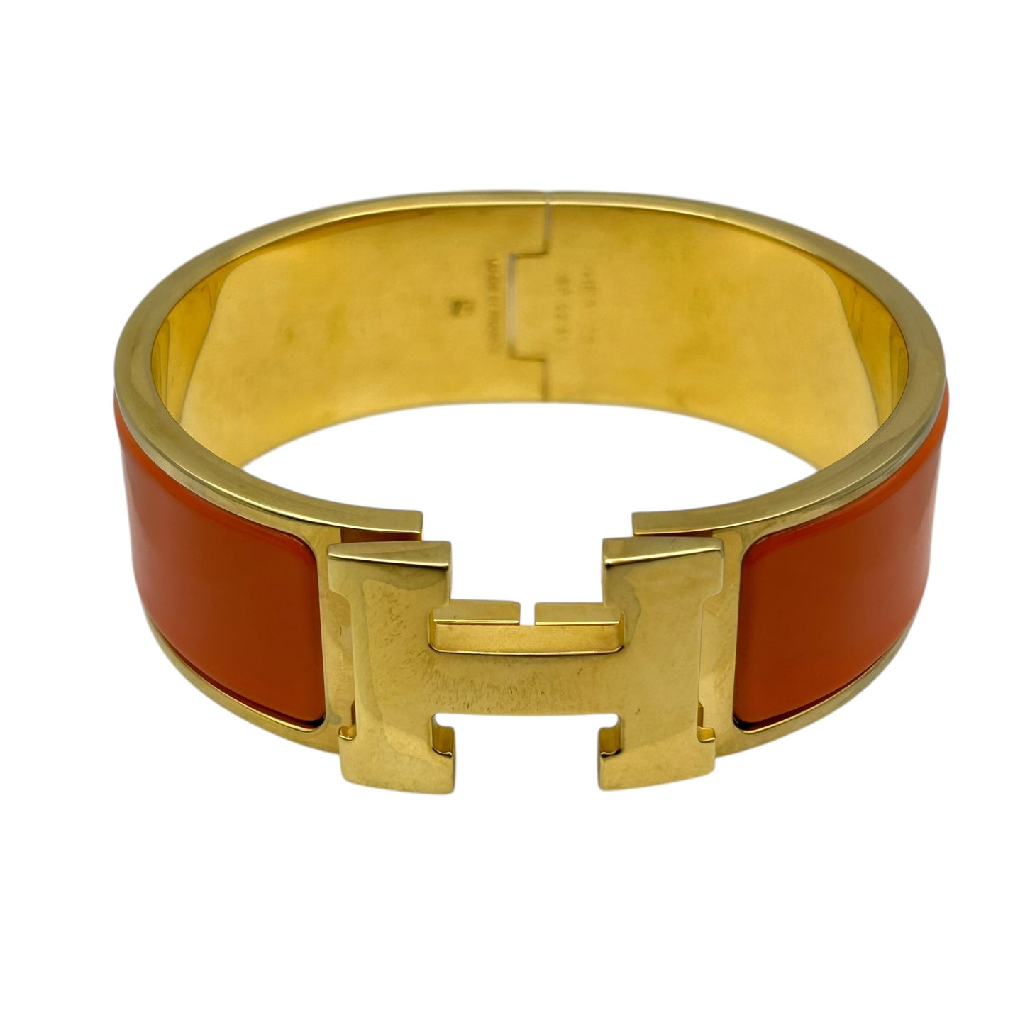 HERMES Clic Clac H Enamel Bracelet GM Orange
