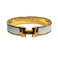 HERMES Clic H Enamel Bracelet White Gold