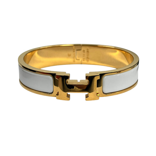 HERMES Clic H Enamel Bracelet White Gold