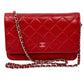 CHANEL Matelasse Chain Wallet Shoulder Bag - Red