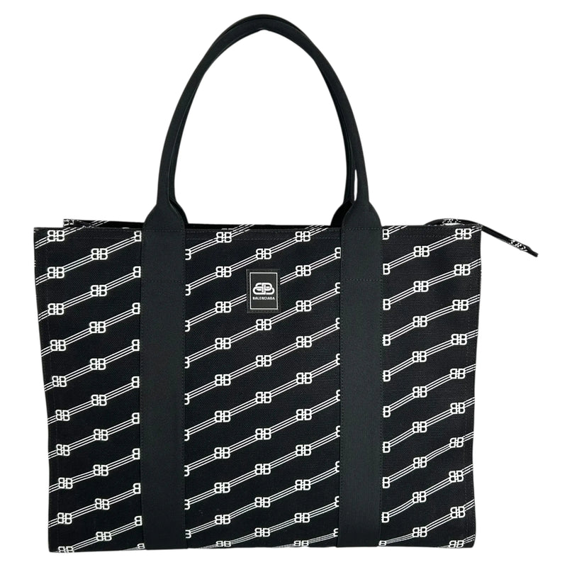 Balenciaga Large BB Monogram Hand Bag Tote Bag - Black