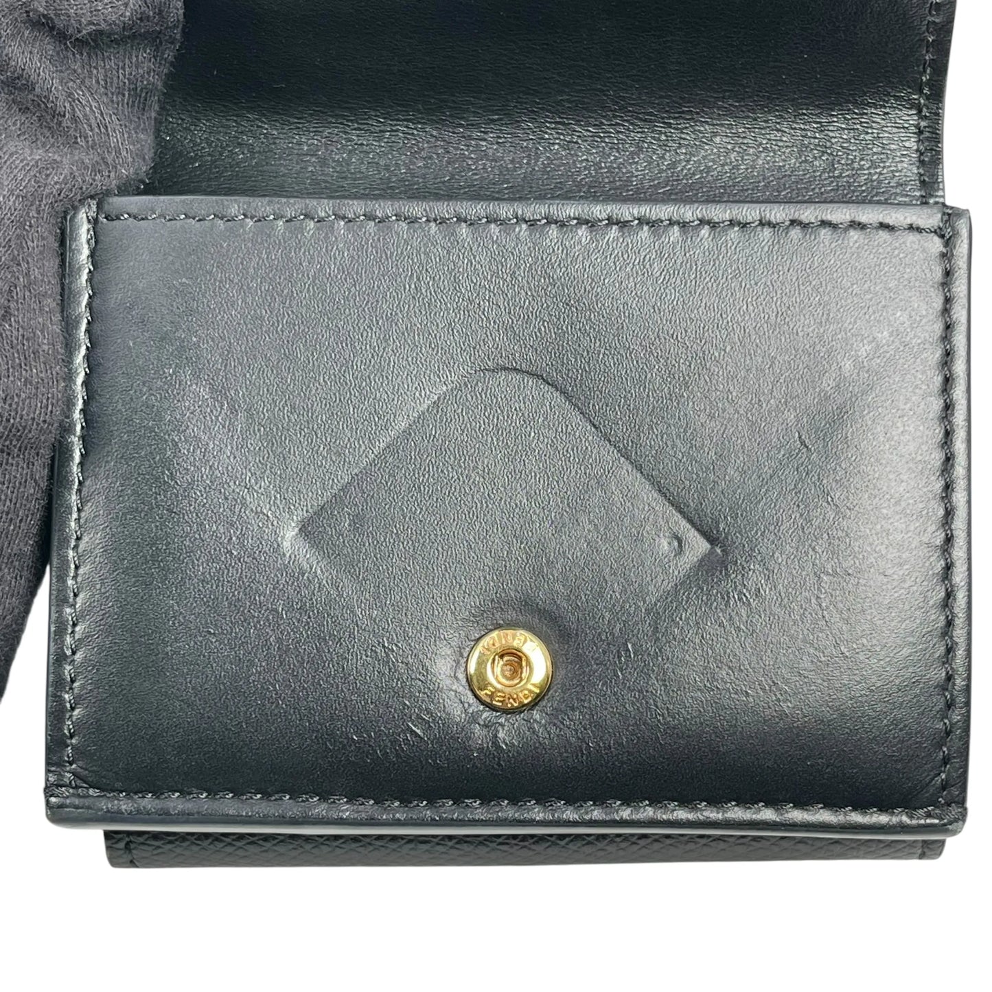 FENDI FF Diamond Tri-fold Compact Wallet - Black