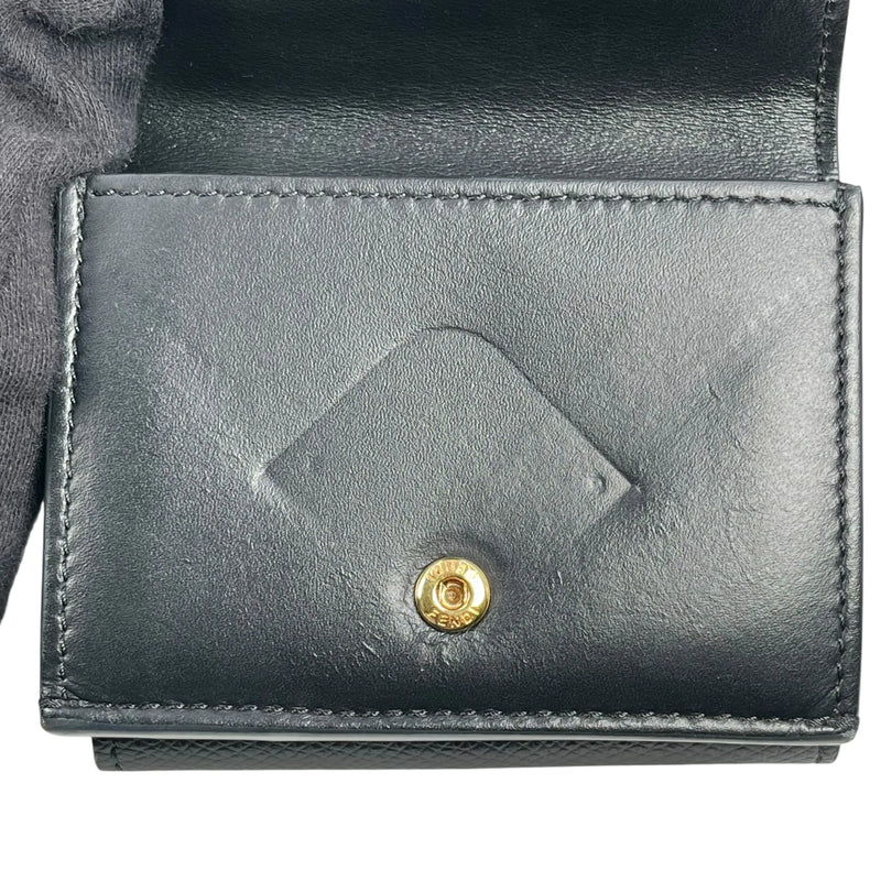 FENDI FF Diamond Tri-fold Compact Wallet - Black