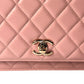 CHANEL Lambskin Chain Wallet - Baby Pink