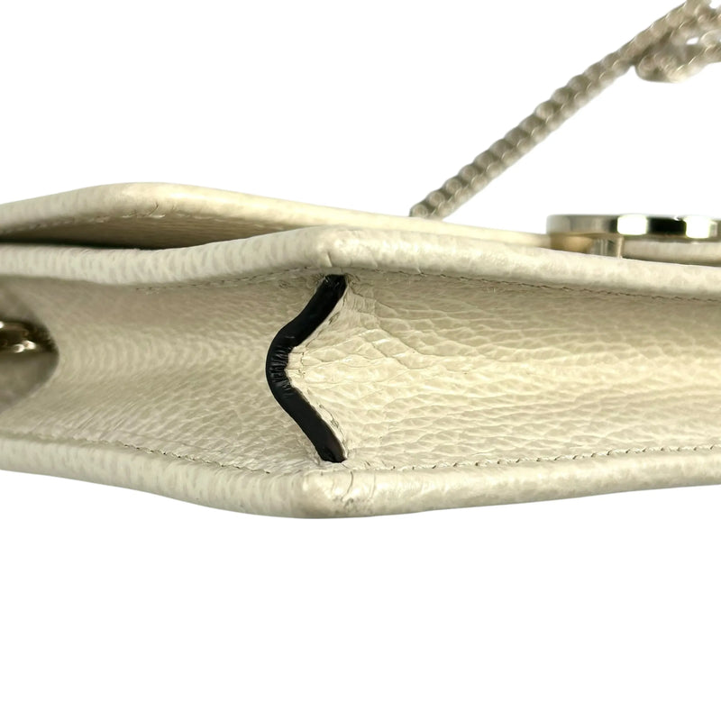 GUCCI Interrocking G Chain Wallet Shoulder Bag - Cream White