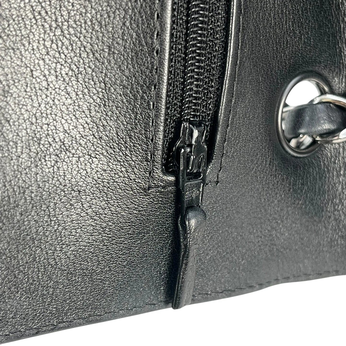 CHANEL Double Flap Bag Calf Chain Shoulder Bag - Black / White