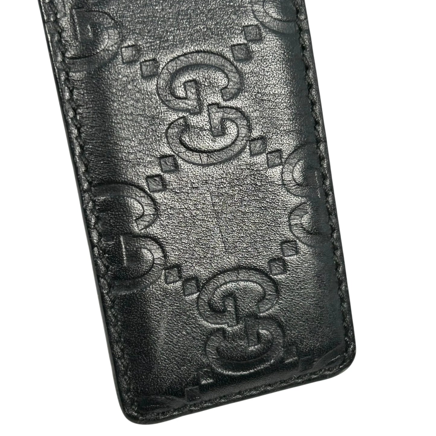 GUCCI Guccissima GG Logo Leather Belt - Black 