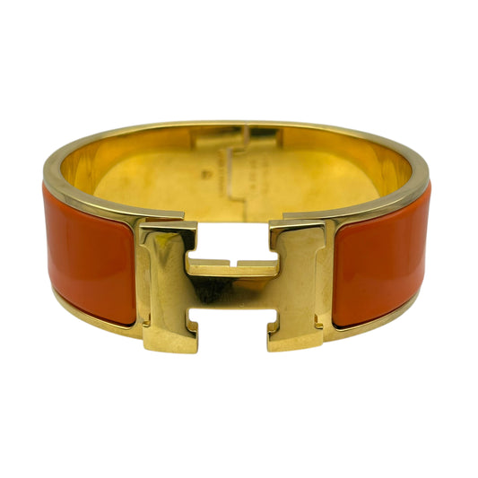 HERMES Clic Clac H Enamel Bracelet GM Orange