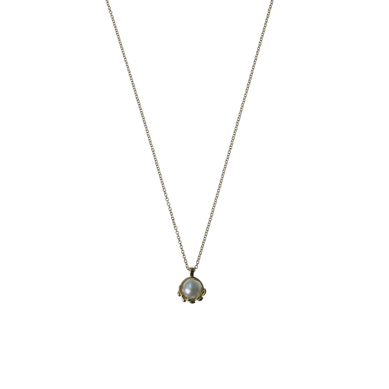 Tiffany Olive Leaf Pearl Pendant Necklace