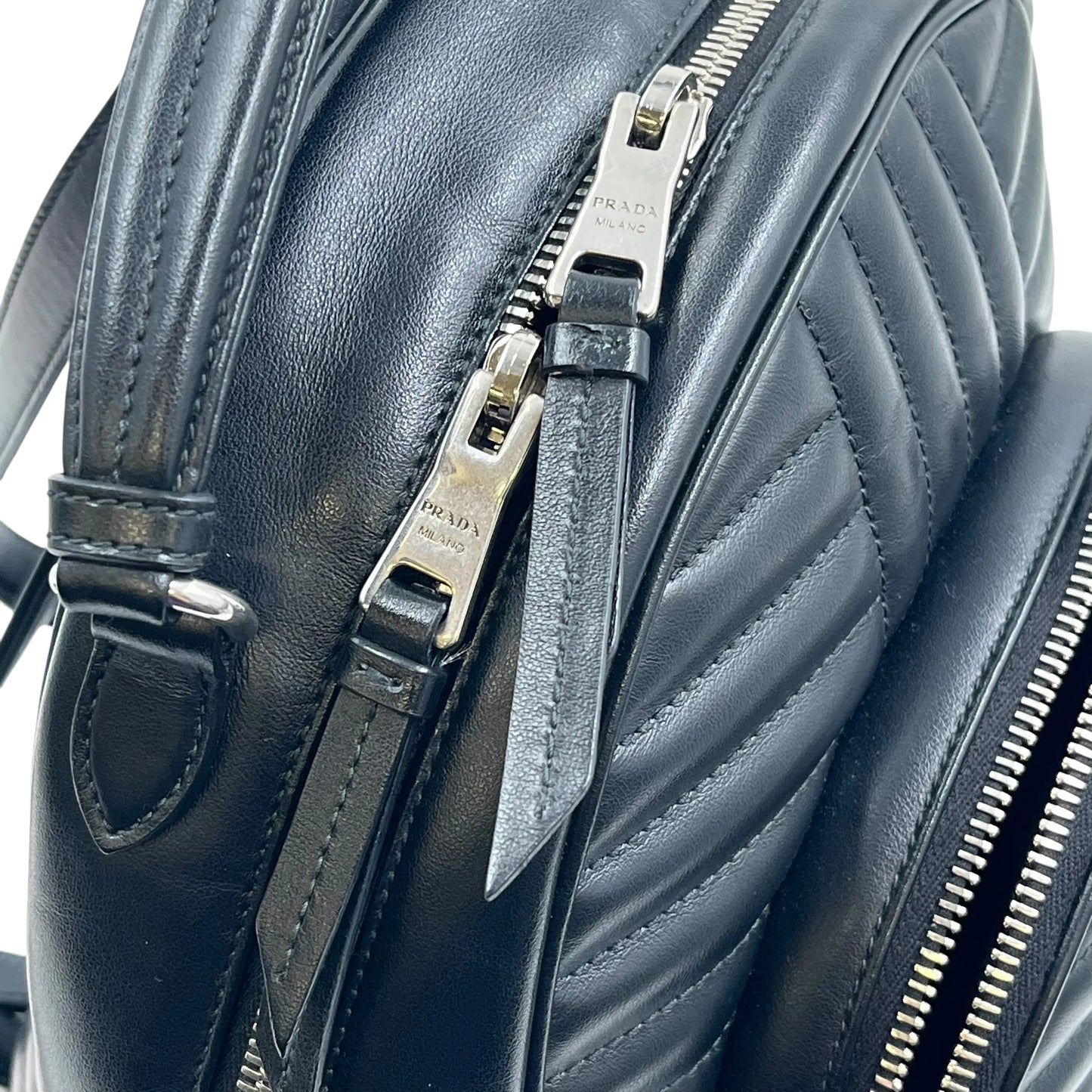 PRADA Diagramme Leather Backpack - Black