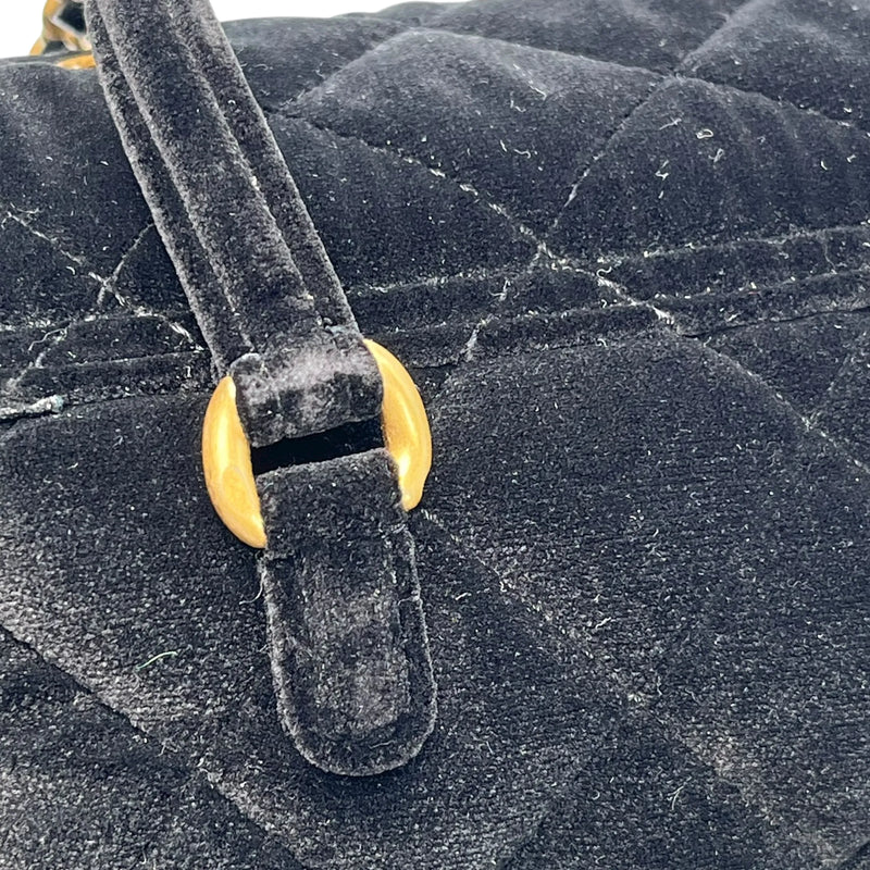 CHANEL Matelasse Boston Velvet Mini Bag Shoulder Bag - Black