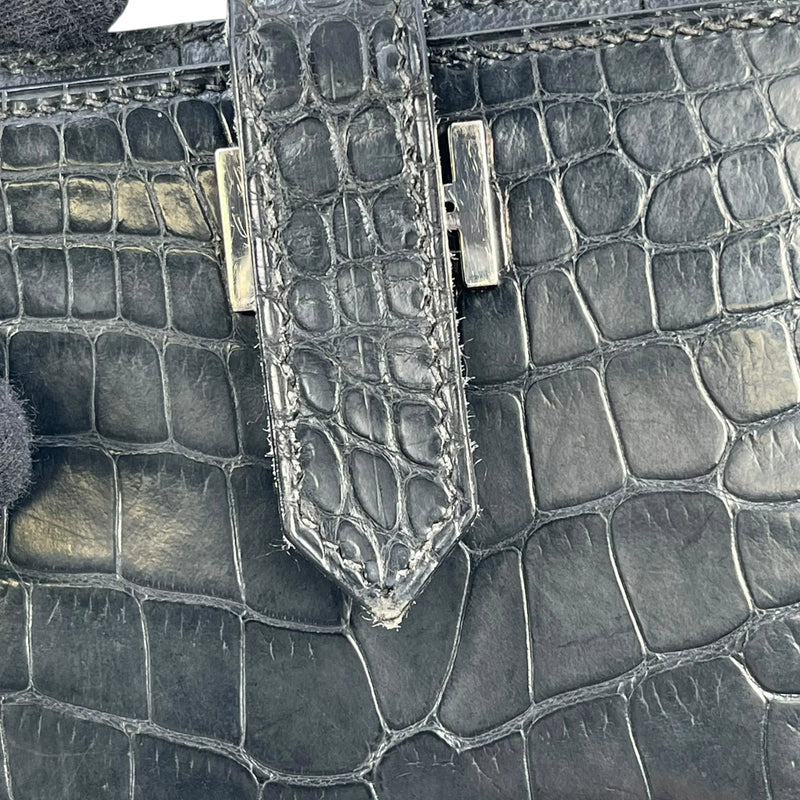 HERMES Bearn Soufflet Alligator Long Wallet - Black with J Stamp (2006) 