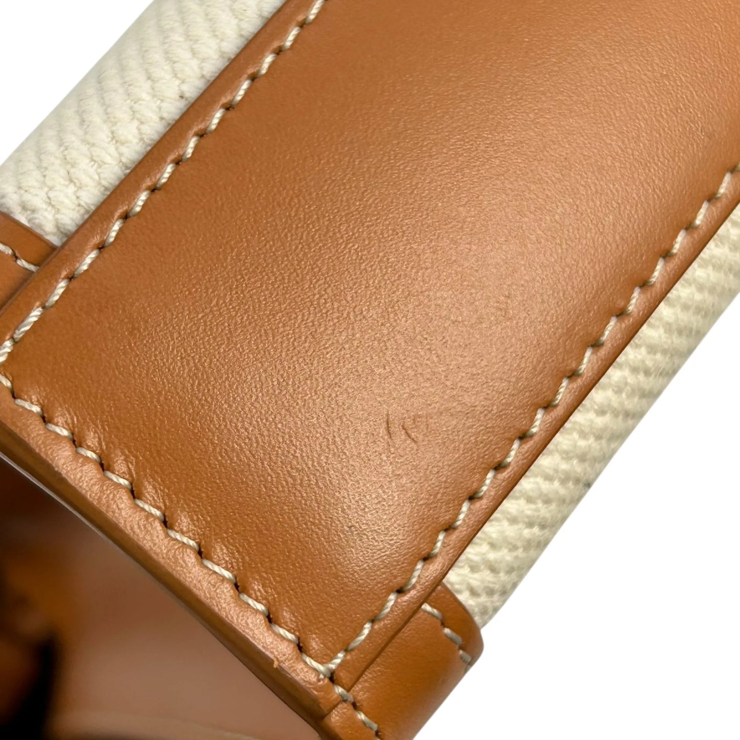 CELINE Mini Vertical Cabas Canvas Hand Bag Shoulder Bag - White