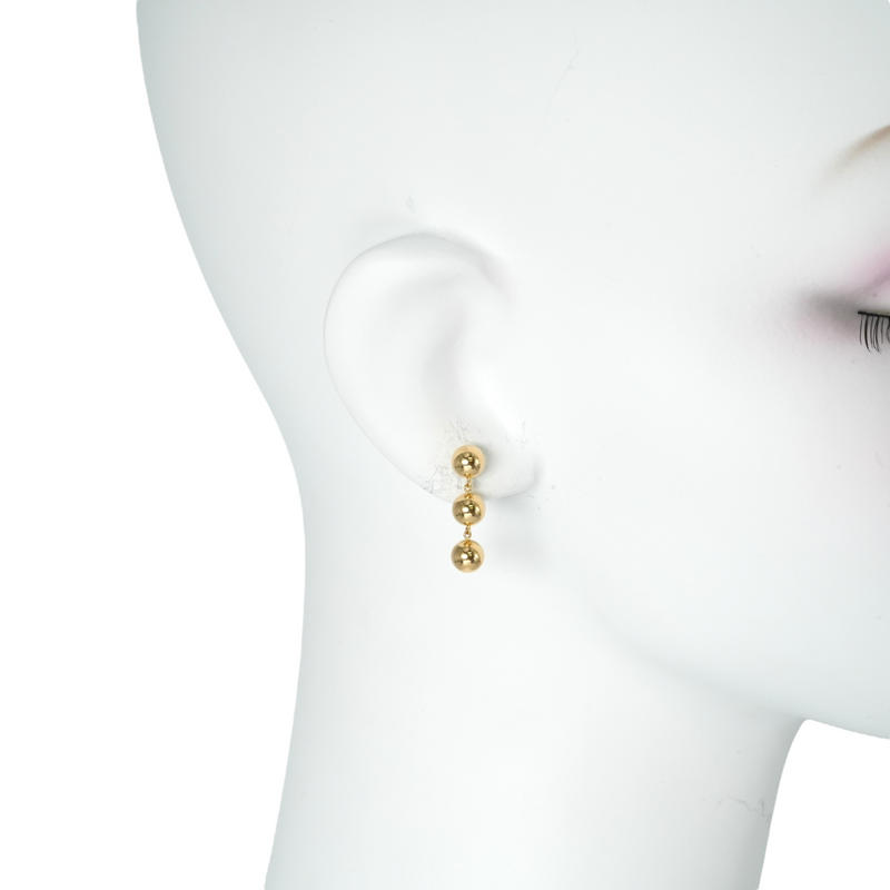 K18 Triple Ball Earring