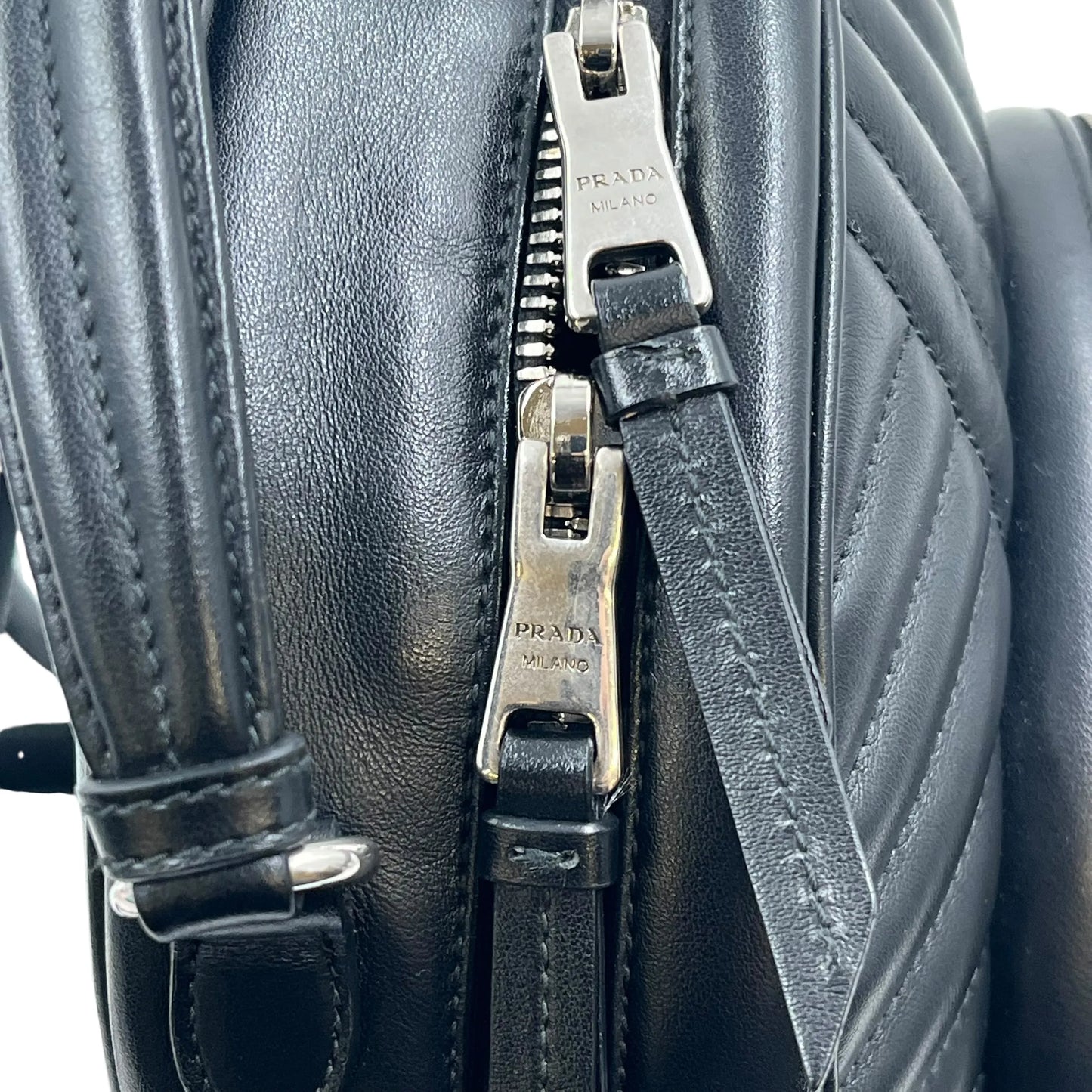 PRADA Diagramme Leather Backpack - Black