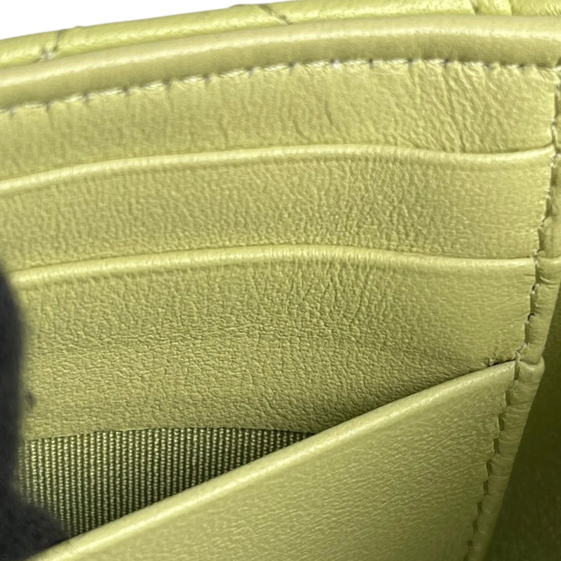 CHANEL Materasse Lambskin Card Case - Lime Yellow