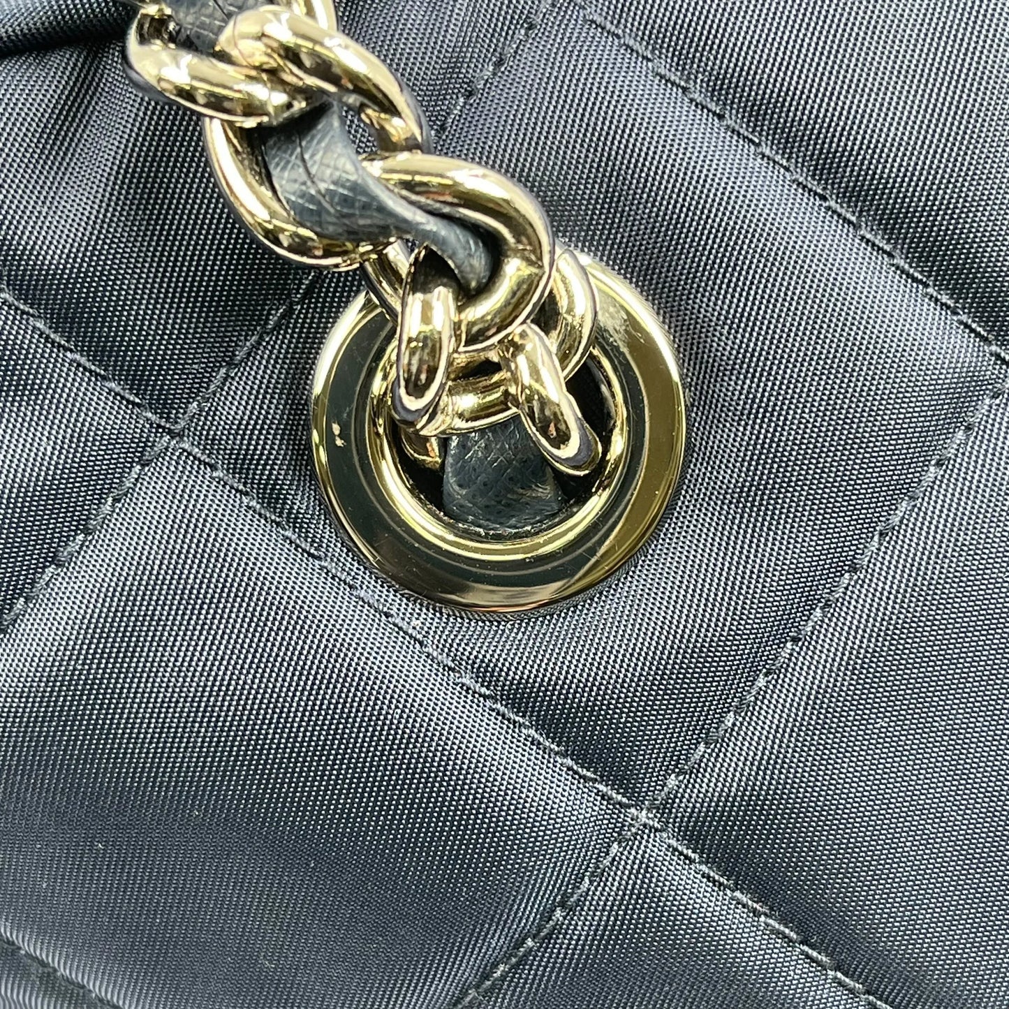 PRADA Nylon Quilting Chain Shoulder Bag - Navy