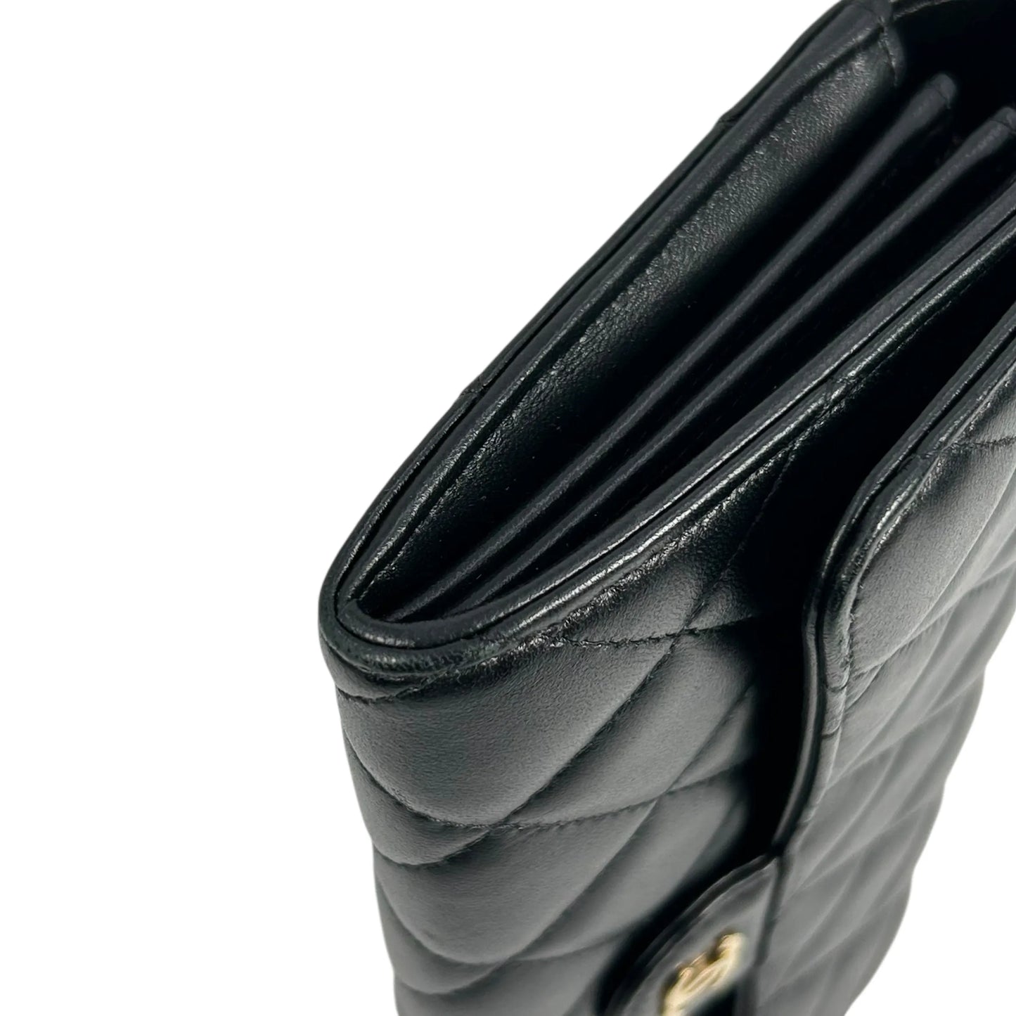 CHANEL CC Logo Lambskin Long Wallet - Black