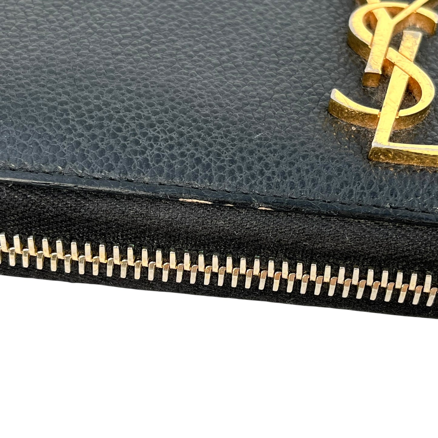 Saint Laurent YSL logo leather Round zip wallet