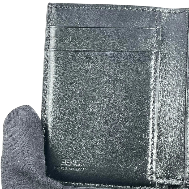 FENDI FF Diamond Tri-fold Compact Wallet - Black
