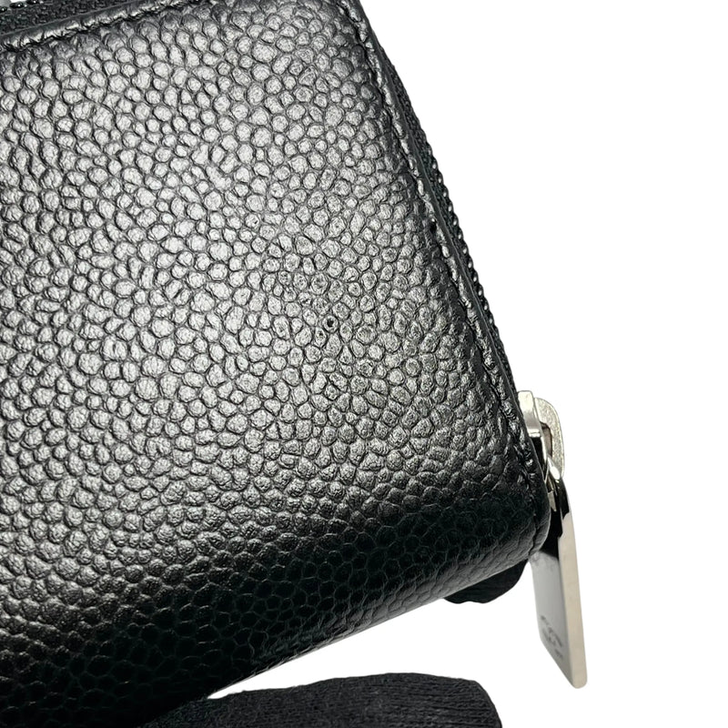 CHANEL CC Logo Caviarskin Zippy Card Case - Black