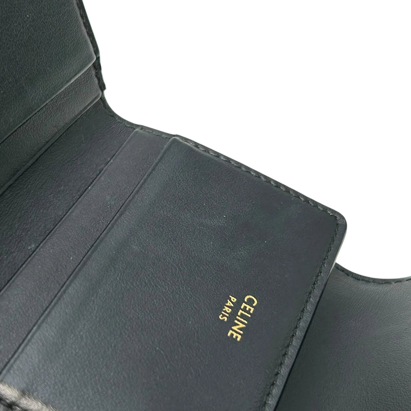 CELINE Compact Wallet With Coin Triomphe In Shiny Calfskin - Black