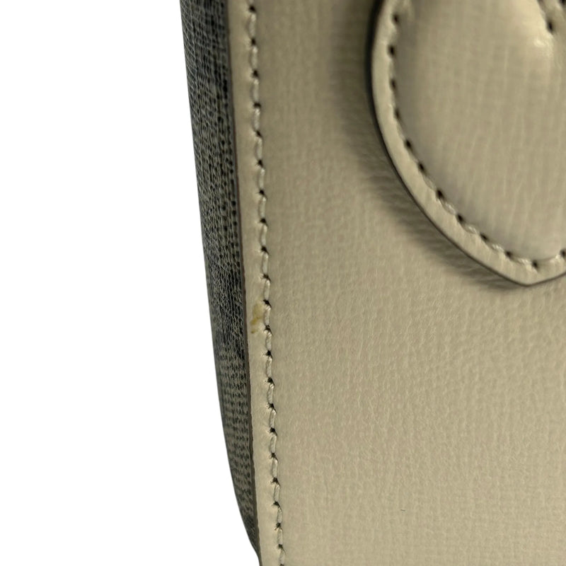 GUCCI ホースビット GGスプリーム キャンバス ショルダーバッグ - ブラウン × ホワイト