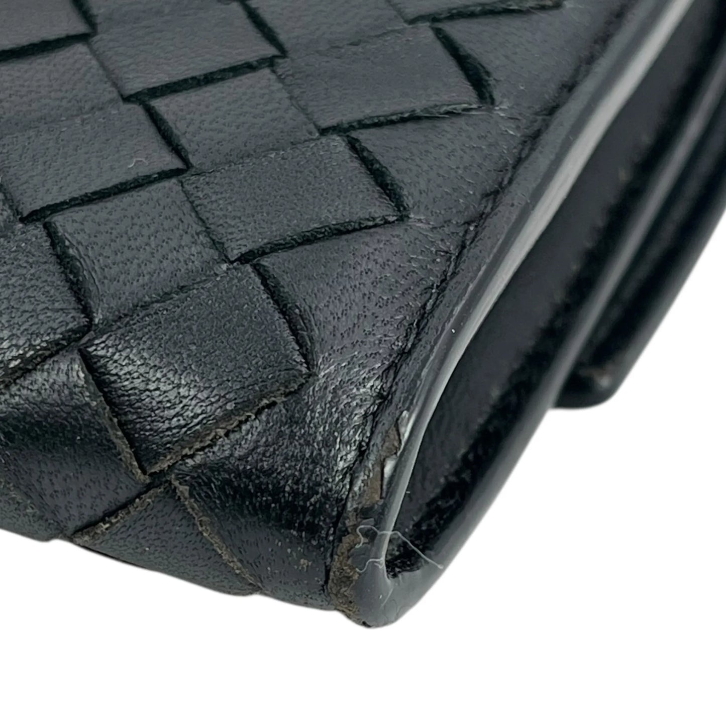 BOTTEGA VENETA Intrecciato Leather Long Wallet - Black 