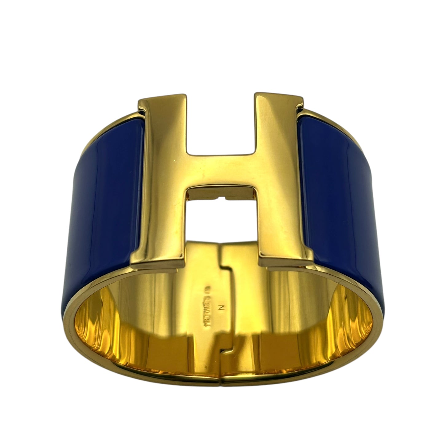 HERMES Clic Clac H Enamel Bracelet TGM Blue Gold