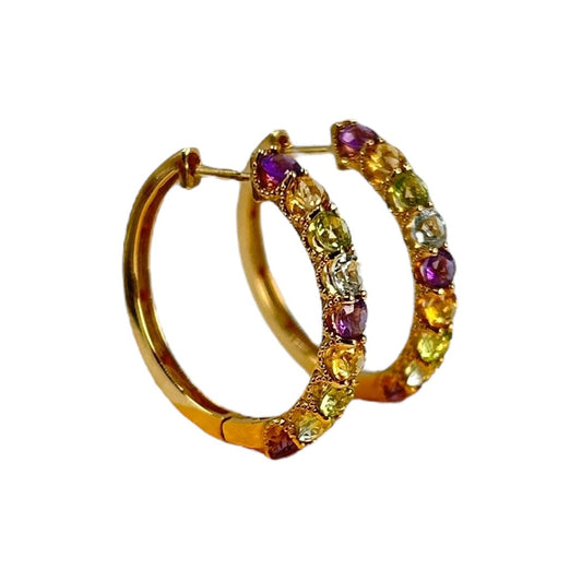 K18 Rainbow 1.500cts Gemstone Earrings