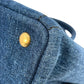 PRADA Canapa Denim Tote Bag Hand Bag - Blue
