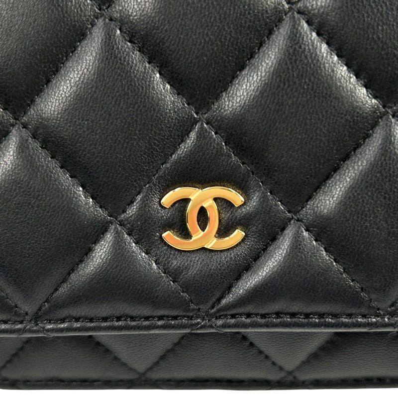 CHANEL Materasse Lambskin Chain Wallet Shoulder Bag - Black