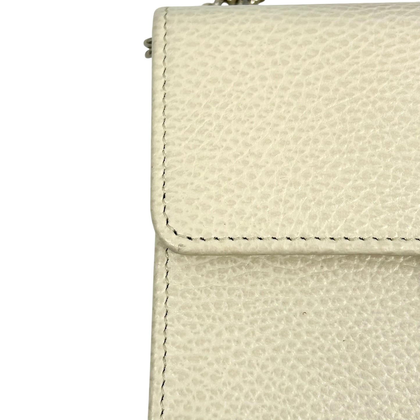 GUCCI Interrocking G Chain Wallet Shoulder Bag - Cream White