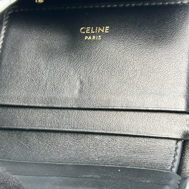CELINE Compact Wallet With Coin Triomphe In Shiny Calfskin - Black
