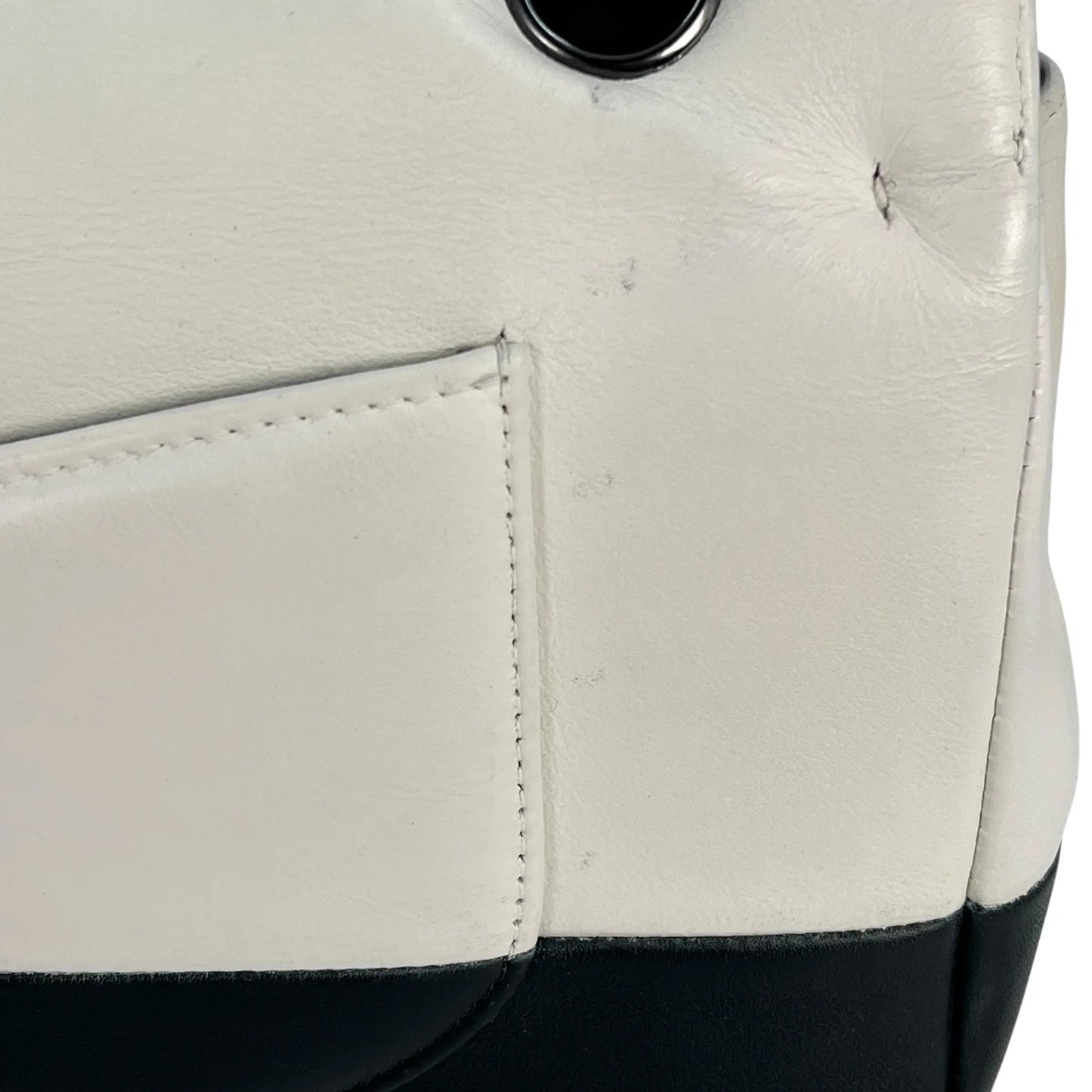 CHANEL Double Flap Bag Calf Chain Shoulder Bag - Black / White