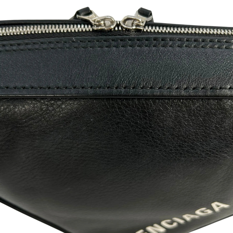 BALENCIAGA Triangle Leather Chain Shoulder Bag - Black