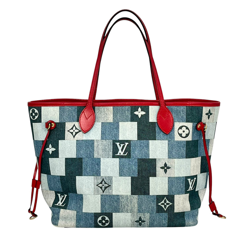 Louis Vuitton Denim Neverfull MM Tote Bag - Blue