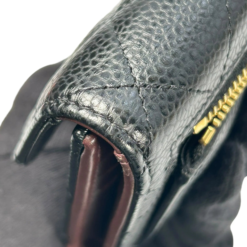 CHANEL Matelassé Caviar Leather Classic Flap Compact Wallet - Black 