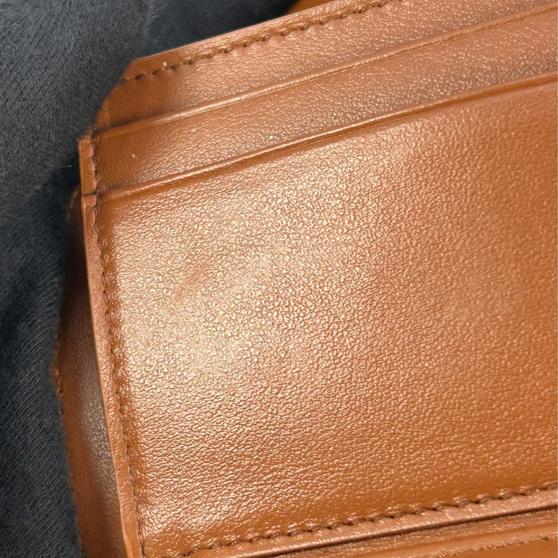 CELINE Triomphe Calfskin Small Compact Wallet - Brown 