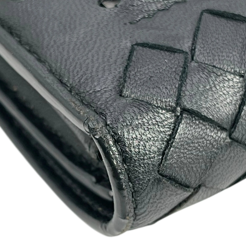 BOTTEGA VENETA Intrecciato Leather Long Wallet - Black 