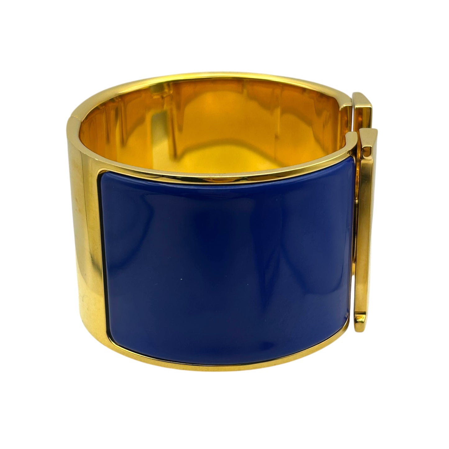 HERMES Clic Clac H Enamel Bracelet TGM Blue Gold
