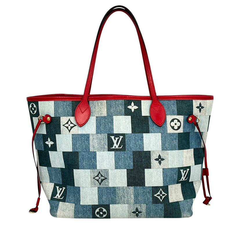 Louis Vuitton Denim Neverfull MM Tote Bag - Blue