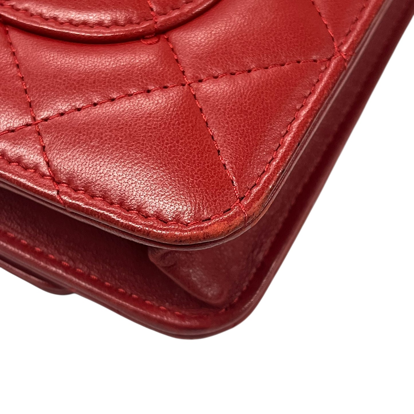 CHANEL Matelasse Chain Wallet Shoulder Bag - Red