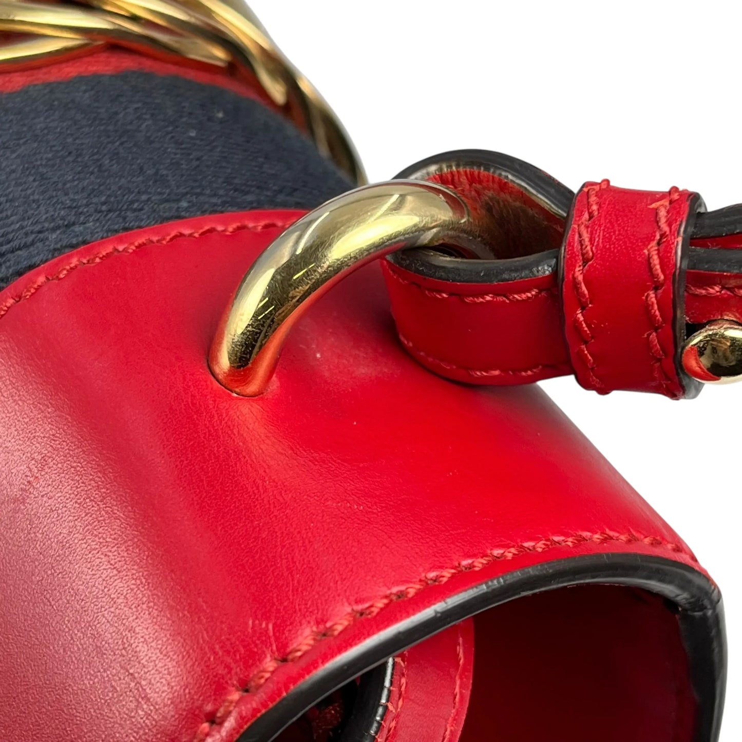 GUCCI Sylvie Chain Mini Hand Bag Shoulder Bag - Red