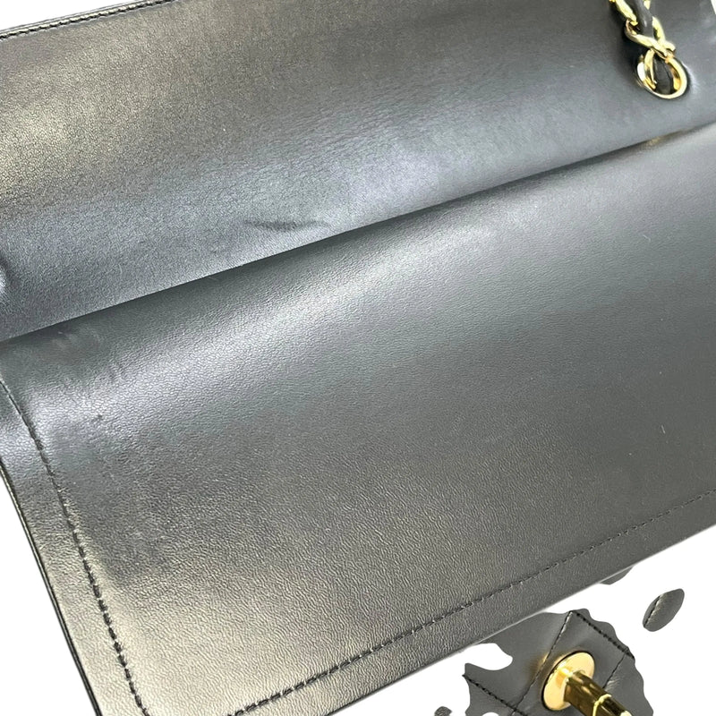 CHANEL Matelasse W-flap Chain Shoulder Bag - Black 