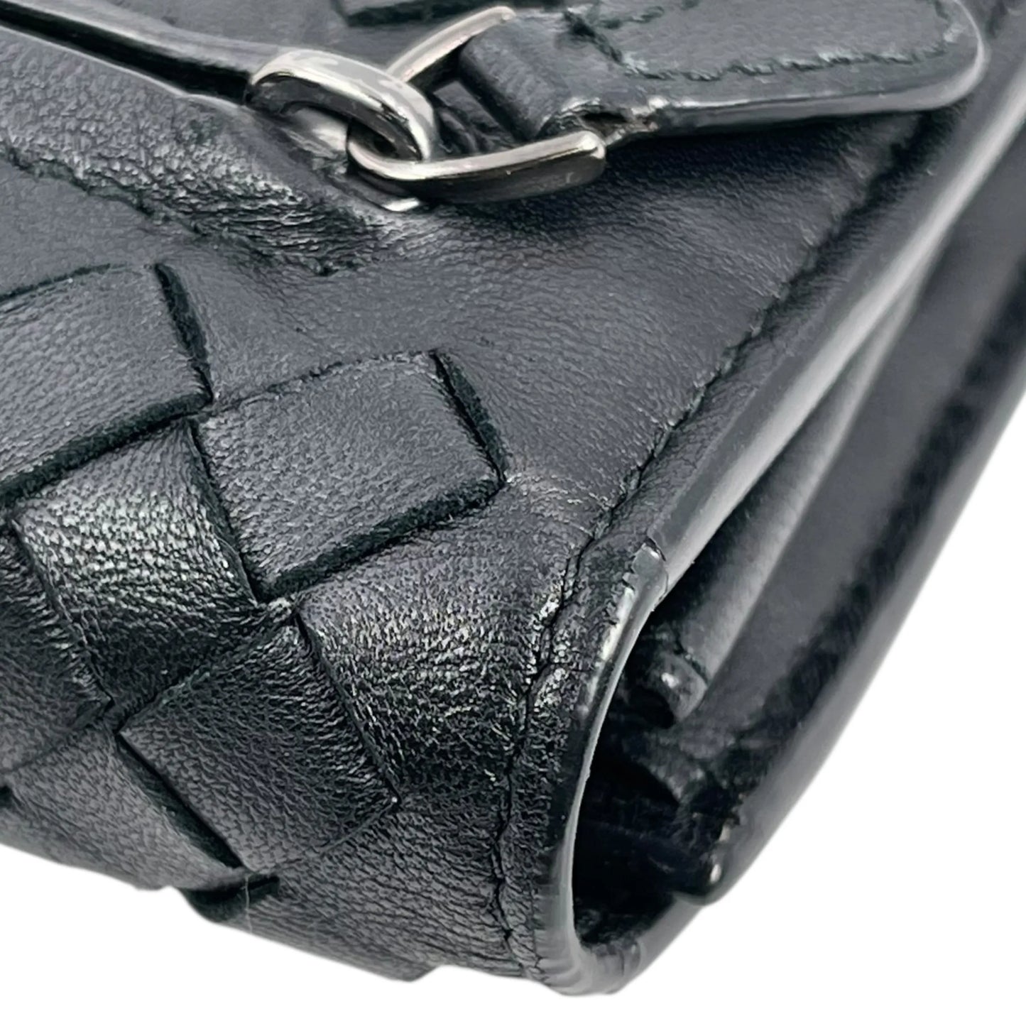 BOTTEGA VENETA Intrecciato Leather Long Wallet - Black 
