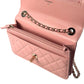 CHANEL Lambskin Chain Wallet - Baby Pink