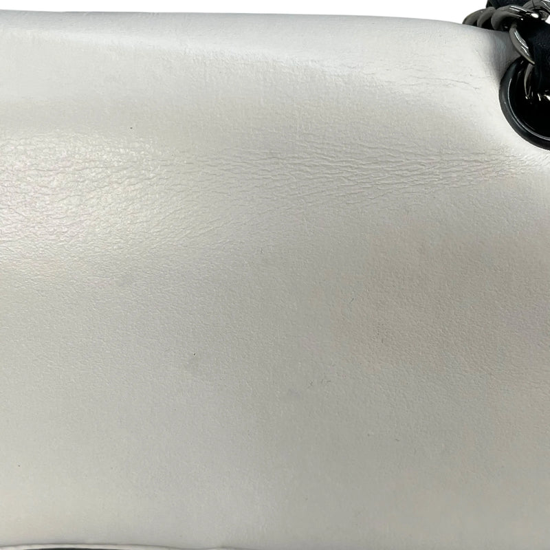 CHANEL Double Flap Bag Calf Chain Shoulder Bag - Black / White